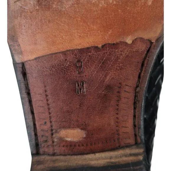 Vintage Bragano Cole Haan Italy Black Woven Leather Tassel Loafer Dress Shoes 8M - Picture 9 of 11